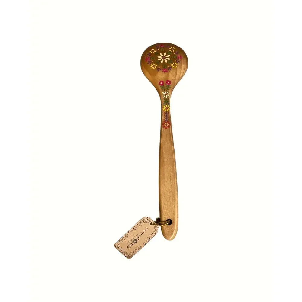 NWT Natural Life Cutest Wooden Spoon Ever “Enjoy The Little Things” Floral Spoon